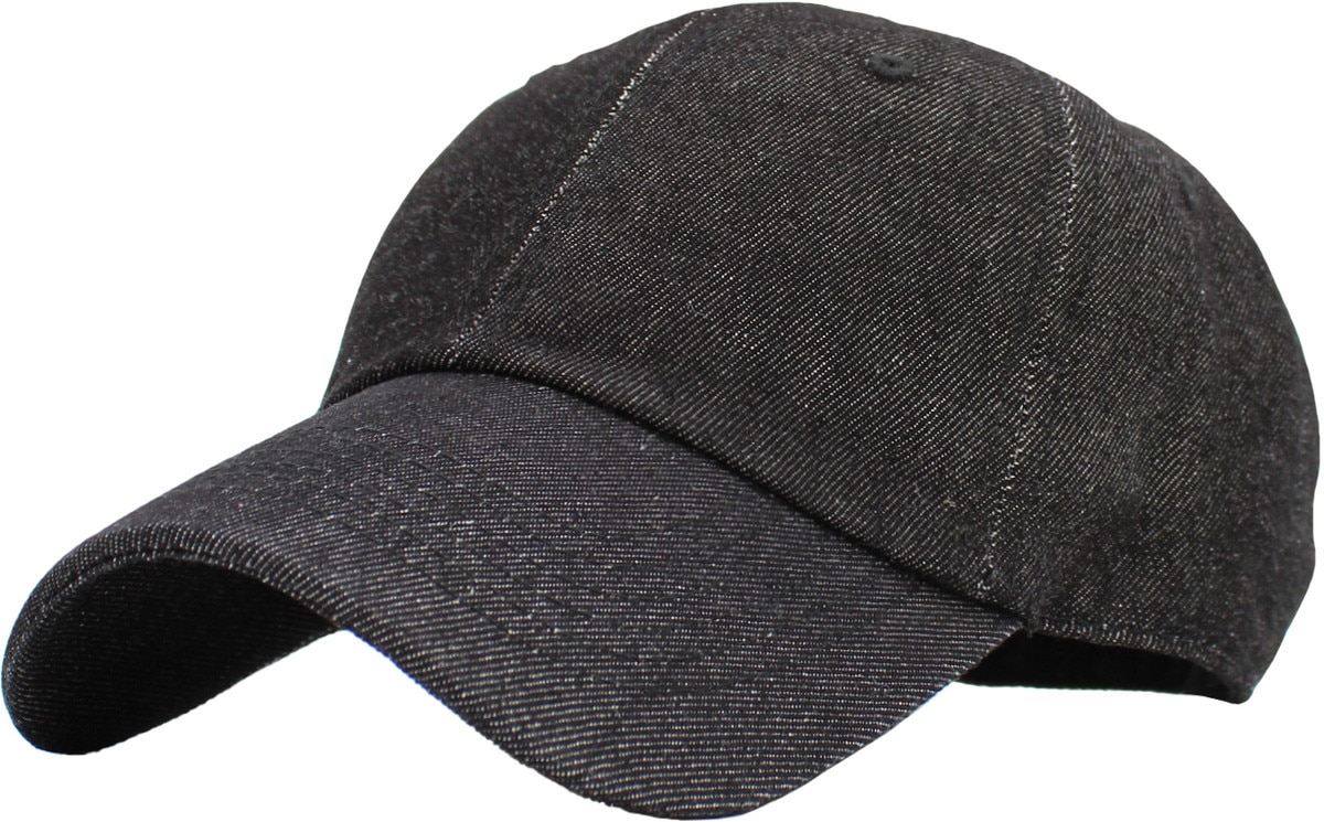 Black Denim Low Profile Baseball Caps Front Side View